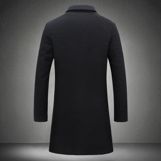 Cross-border 2023 foreign trade explosions long solid color single-breasted windbreaker woolen cloth plus size casual style coat AliExpress