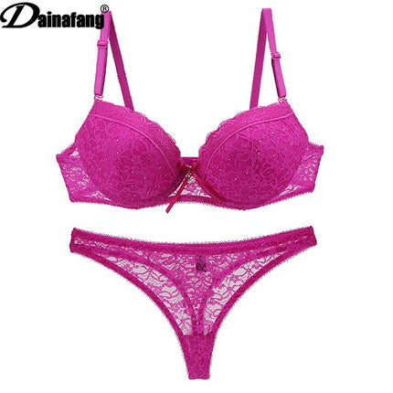 Foreign Trade Sexy Diamond Lace Bra Set Super Gather Women's Bra Underwear wish AliExpress Explosions