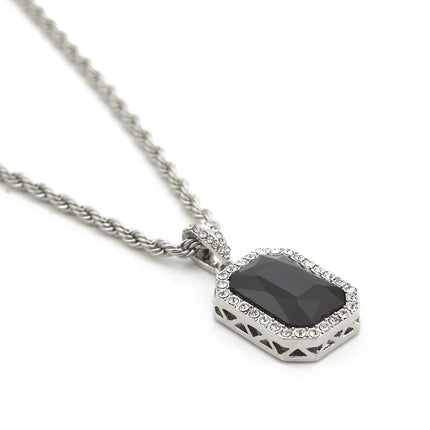 Hip-hop mini diamond-encrusted gem pendant trendy brand necklace men's handsome Joker alloy necklace cross-border jewelry wholesale