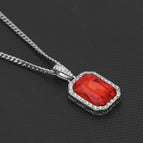 Silver Red 3mm Steel Cuban Chain