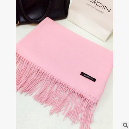 New Scarf Foreign Trade Women's Autumn and Winter Korean Style Monochrome Tassel Long Scarf Student Japanese Style Fresh Long Imitation Cashmere Shawl