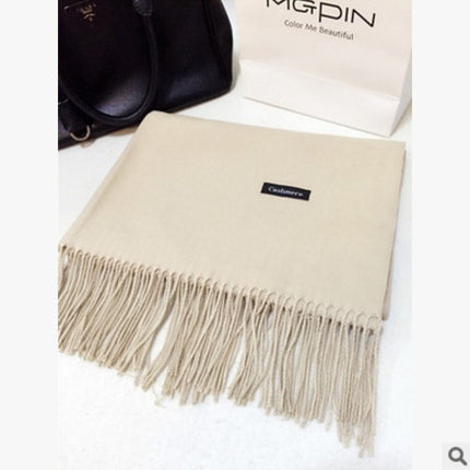 New Scarf Foreign Trade Women's Autumn and Winter Korean Style Monochrome Tassel Long Scarf Student Japanese Style Fresh Long Imitation Cashmere Shawl