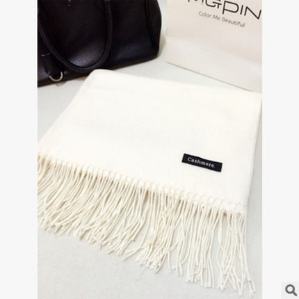 New Scarf Foreign Trade Women's Autumn and Winter Korean Style Monochrome Tassel Long Scarf Student Japanese Style Fresh Long Imitation Cashmere Shawl
