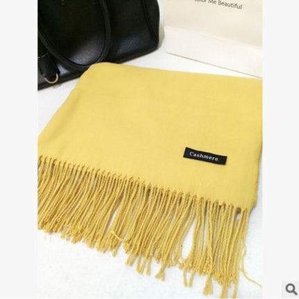 New Scarf Foreign Trade Women's Autumn and Winter Korean Style Monochrome Tassel Long Scarf Student Japanese Style Fresh Long Imitation Cashmere Shawl