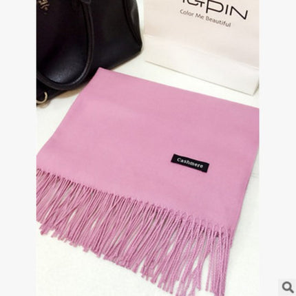 New Scarf Foreign Trade Women's Autumn and Winter Korean Style Monochrome Tassel Long Scarf Student Japanese Style Fresh Long Imitation Cashmere Shawl