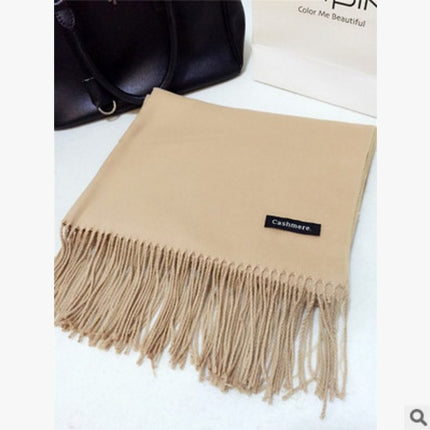 New Scarf Foreign Trade Women's Autumn and Winter Korean Style Monochrome Tassel Long Scarf Student Japanese Style Fresh Long Imitation Cashmere Shawl