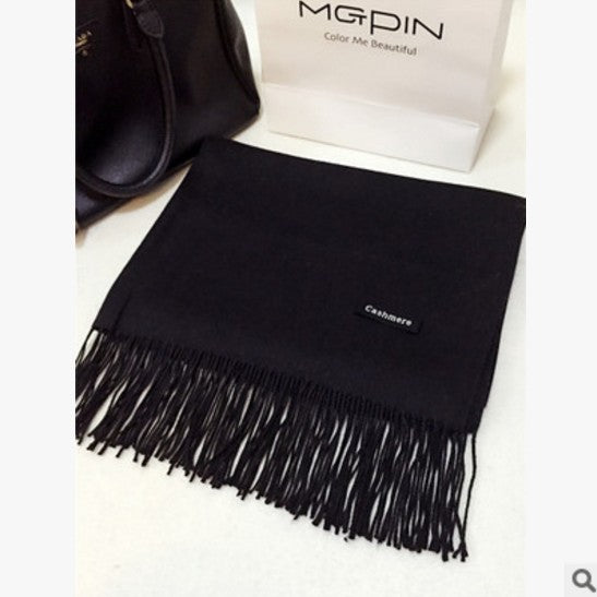 New Scarf Foreign Trade Women's Autumn and Winter Korean Style Monochrome Tassel Long Scarf Student Japanese Style Fresh Long Imitation Cashmere Shawl