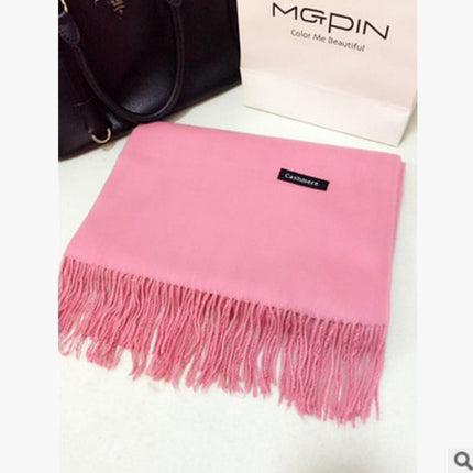 New Scarf Foreign Trade Women's Autumn and Winter Korean Style Monochrome Tassel Long Scarf Student Japanese Style Fresh Long Imitation Cashmere Shawl