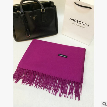 New Scarf Foreign Trade Women's Autumn and Winter Korean Style Monochrome Tassel Long Scarf Student Japanese Style Fresh Long Imitation Cashmere Shawl