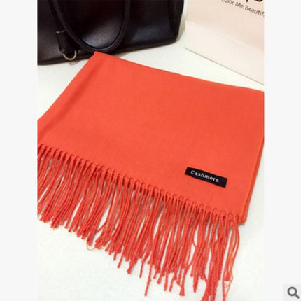 New Scarf Foreign Trade Women's Autumn and Winter Korean Style Monochrome Tassel Long Scarf Student Japanese Style Fresh Long Imitation Cashmere Shawl