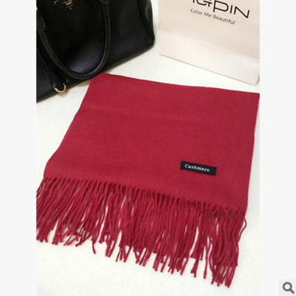 New Scarf Foreign Trade Women's Autumn and Winter Korean Style Monochrome Tassel Long Scarf Student Japanese Style Fresh Long Imitation Cashmere Shawl