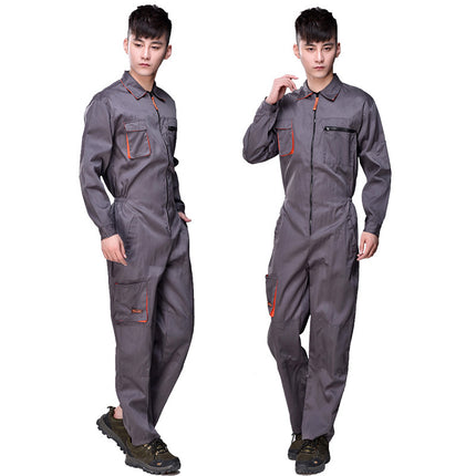 Korean Style Multi-Pocket Tool Work Clothes Suit Auto Repair Work Suit Overalls Gray Overalls Overalls