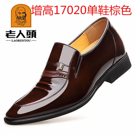 One-Piece Drop-Shipping New Men's Fashion Business Casual Leather Shoes with 6cm Height Increase for Weddings