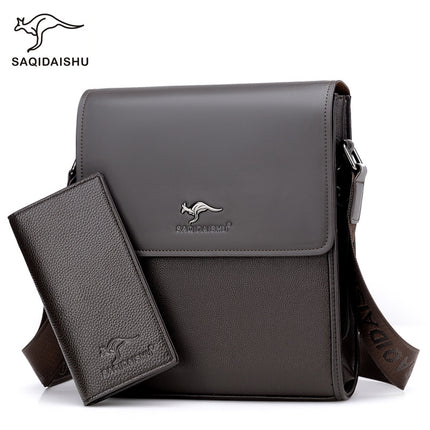 Saatchi Kangaroo New Horizontal and Vertical Flip Men's Shoulder Bag Casual Business Briefcase Fashionable Crossbody Bag