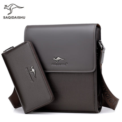 Saatchi Kangaroo New Horizontal and Vertical Flip Men's Shoulder Bag Casual Business Briefcase Fashionable Crossbody Bag
