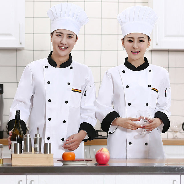 Restaurant and Cafeteria Back Kitchen Chef Work Clothes Long-Sleeved Work Clothes for Men Hotel Restaurant Chef Clothes Short-Sleeved Custom-Made for Men
