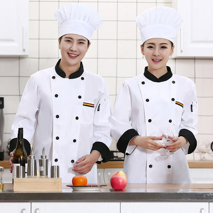 Restaurant and Cafeteria Back Kitchen Chef Work Clothes Long-Sleeved Work Clothes for Men Hotel Restaurant Chef Clothes Short-Sleeved Custom-Made for Men