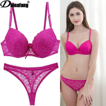 Foreign Trade Sexy Diamond Lace Bra Set Super Gather Women's Bra Underwear wish AliExpress Explosions