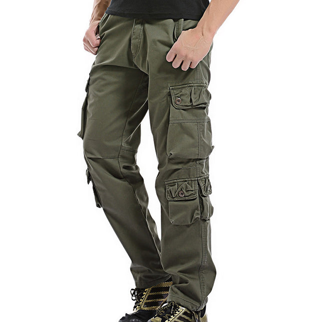Foreign Trade Men's Casual Fleece-lined Thickened Large Size Loose Tooling Pants 028 Fleece-lined