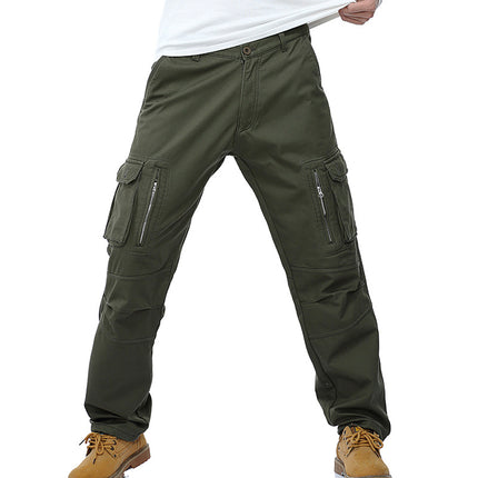 Fat guy Foreign trade plus velvet padded loose large size tooling pants 012