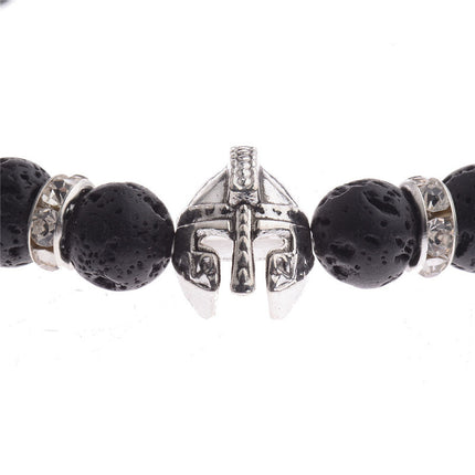 2019 cross-border new energy beads bracelet Spartan Warrior helmet volcanic stone bracelet factory direct sales
