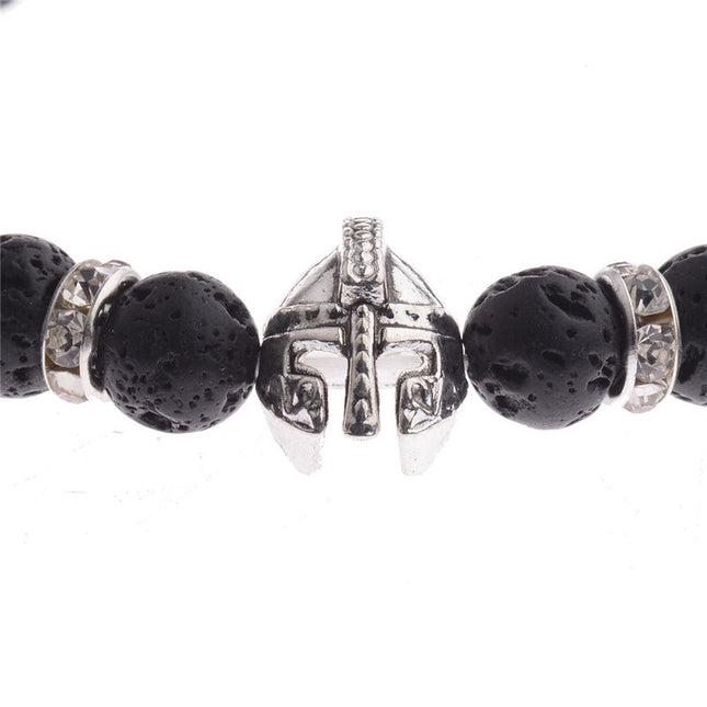 2019 cross-border new energy beads bracelet Spartan Warrior helmet volcanic stone bracelet factory direct sales