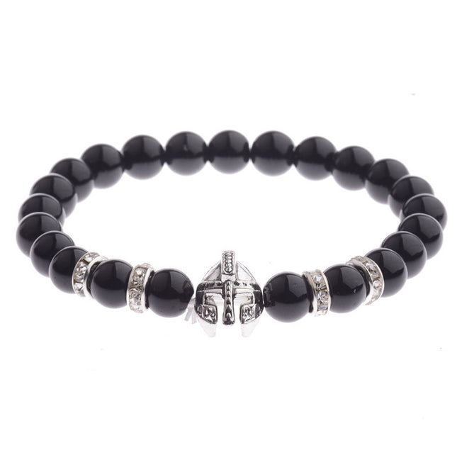 2019 cross-border new energy beads bracelet Spartan Warrior helmet volcanic stone bracelet factory direct sales