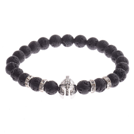 2019 cross-border new energy beads bracelet Spartan Warrior helmet volcanic stone bracelet factory direct sales