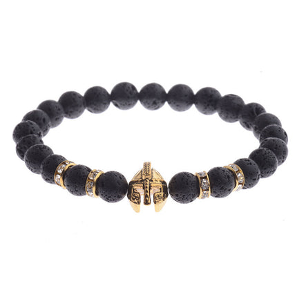 2019 cross-border new energy beads bracelet Spartan Warrior helmet volcanic stone bracelet factory direct sales