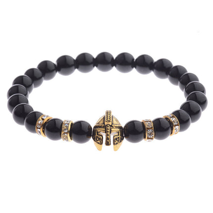 2019 cross-border new energy beads bracelet Spartan Warrior helmet volcanic stone bracelet factory direct sales
