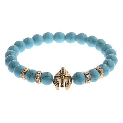 2019 cross-border new energy beads bracelet Spartan Warrior helmet volcanic stone bracelet factory direct sales