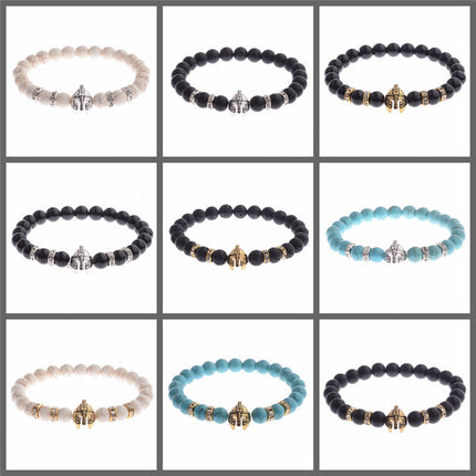2019 cross-border new energy beads bracelet Spartan Warrior helmet volcanic stone bracelet factory direct sales