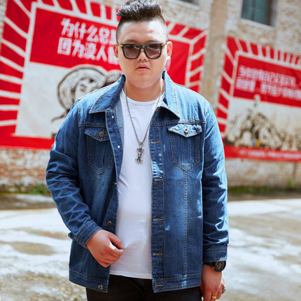 Spring and Autumn plus size Men's Denim Jacket Fat Extra Large Denim Shirt Trendy Fat Man Large Work Clothes Top Fat Man Jacket