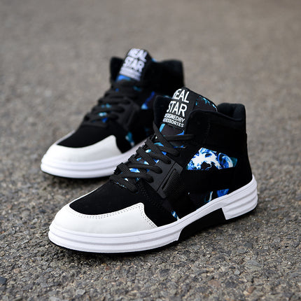 2026 Spring Fashion Camouflage High-Top Lace-Up Sneakers for Men, Trendy Casual Shoes for Students, Street Dance Sneakers for Men