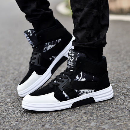 2026 Spring Fashion Camouflage High-Top Lace-Up Sneakers for Men, Trendy Casual Shoes for Students, Street Dance Sneakers for Men