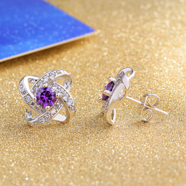 Korean fashion temperament Joker micro inlaid AAA zircon earrings earrings wholesale 20845802