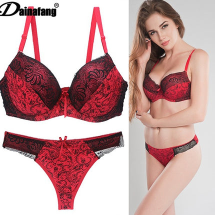 Foreign Trade Supply Sexy Bra Set Lace Printed Color Matching Intimates Large Size Intimates Set Aliexpress Hot Style