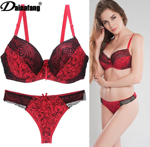 Foreign Trade Supply Sexy Bra Set Lace Printed Color Matching Intimates Large Size Intimates Set Aliexpress Hot Style