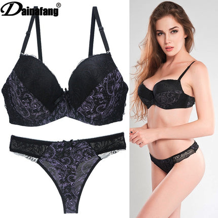 Foreign Trade Supply Sexy Bra Set Lace Printed Color Matching Intimates Large Size Intimates Set Aliexpress Hot Style
