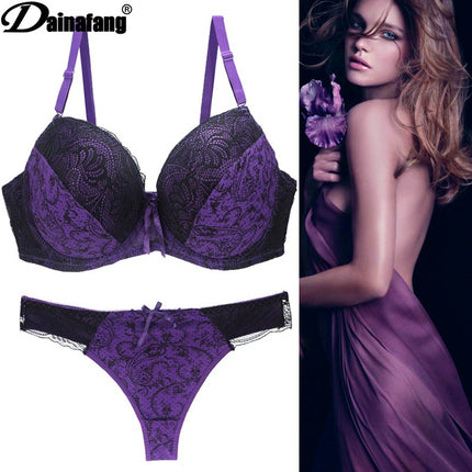 Foreign Trade Supply Sexy Bra Set Lace Printed Color Matching Intimates Large Size Intimates Set Aliexpress Hot Style