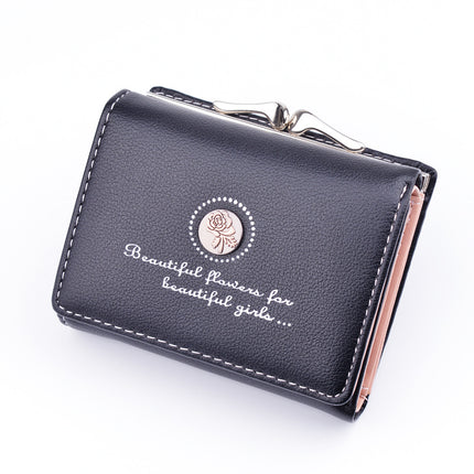 New Wallet Women's Short Wallet Female Student Large Capacity Folding Soft Wallet Japanese and Korean Style Fashion Simple Coin Purse