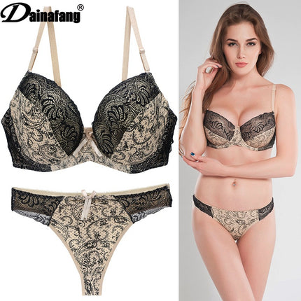 Foreign Trade Supply Sexy Bra Set Lace Printed Color Matching Intimates Large Size Intimates Set Aliexpress Hot Style