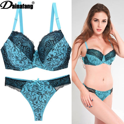 Foreign Trade Supply Sexy Bra Set Lace Printed Color Matching Intimates Large Size Intimates Set Aliexpress Hot Style