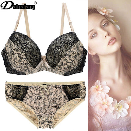 Foreign Trade Large Size Bra Set Printed Lace Intimates Set Dunhuang Amazon Popular Cross-Border Intimates Bra