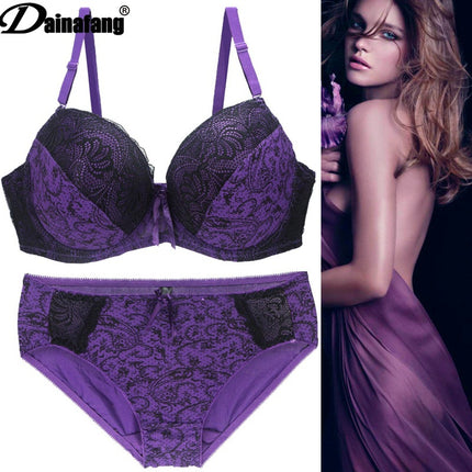 Foreign Trade Large Size Bra Set Printed Lace Intimates Set Dunhuang Amazon Popular Cross-Border Intimates Bra