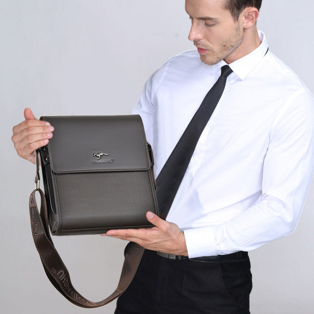 Saatchi Kangaroo New Horizontal and Vertical Flip Men's Shoulder Bag Casual Business Briefcase Fashionable Crossbody Bag