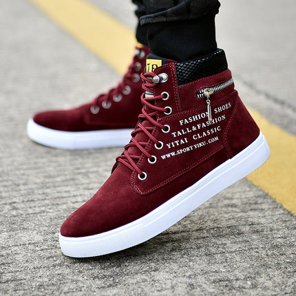 Autumn and Winter High-Top Shoes, Korean Style Men's Shoes, Student Canvas Shoes, Men's Casual Shoes, Trendy Versatile Sneakers, Trendy Shoes and Boots