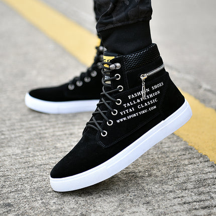 Autumn and Winter High-Top Shoes, Korean Style Men's Shoes, Student Canvas Shoes, Men's Casual Shoes, Trendy Versatile Sneakers, Trendy Shoes and Boots