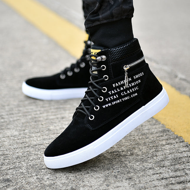 Autumn and Winter High-Top Shoes, Korean Style Men's Shoes, Student Canvas Shoes, Men's Casual Shoes, Trendy Versatile Sneakers, Trendy Shoes and Boots