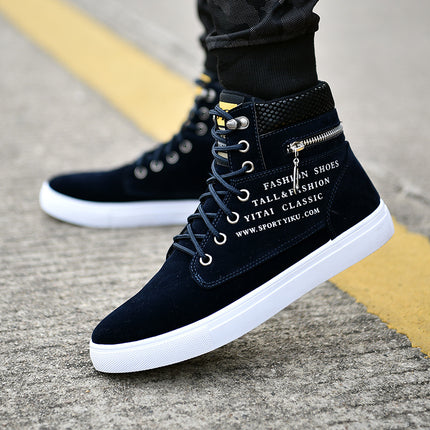 Autumn and Winter High-Top Shoes, Korean Style Men's Shoes, Student Canvas Shoes, Men's Casual Shoes, Trendy Versatile Sneakers, Trendy Shoes and Boots